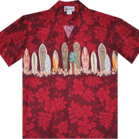 Aloha Republic Other - Authentic Hawaiian Cotton Surfboard Rack Hibiscus Button Down Shirt